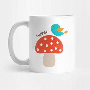 Cute Mushroom with Bird Tweeting! Mug
